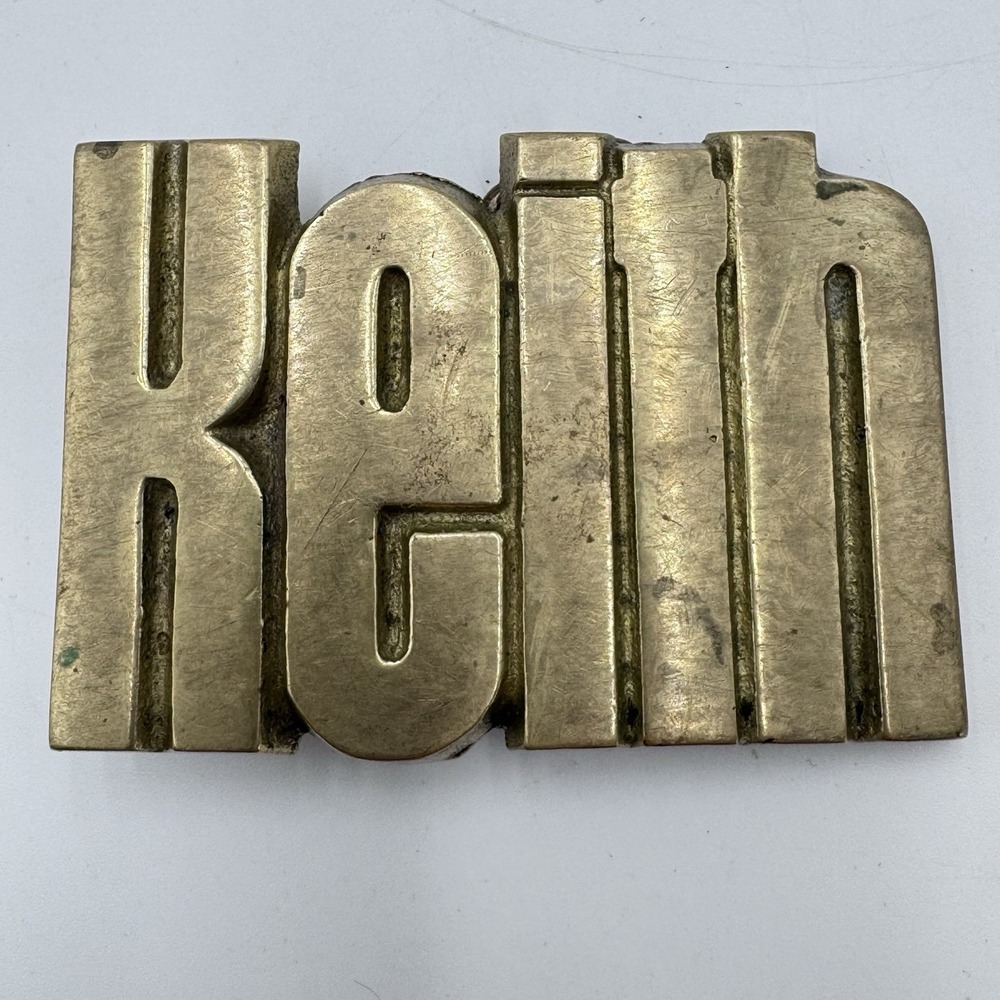 VTG 1978 Baron Buckle Solid Brass Name Belt Buckle KEITH 3" X 2" Taiwan 4366